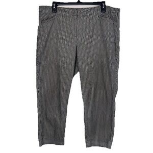 J Jill Women’s 12 Petite Dress Pants Black White Geometric Print Stretch Ankle